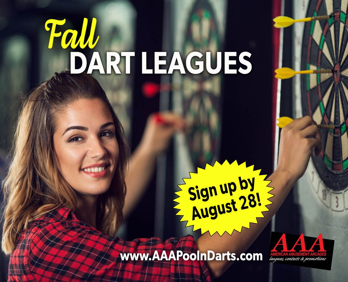 AAAPoolNDarts's tweet image. Fall dart league registration is open! 🎯

Sign up by August 28th. Games start week of September 10th.

Register here: liebermancompanies.com/dart-signup

#dartleagues #playdarts #aaadarts #falldarts #minneapolisdartleagues #stpauldartleagues