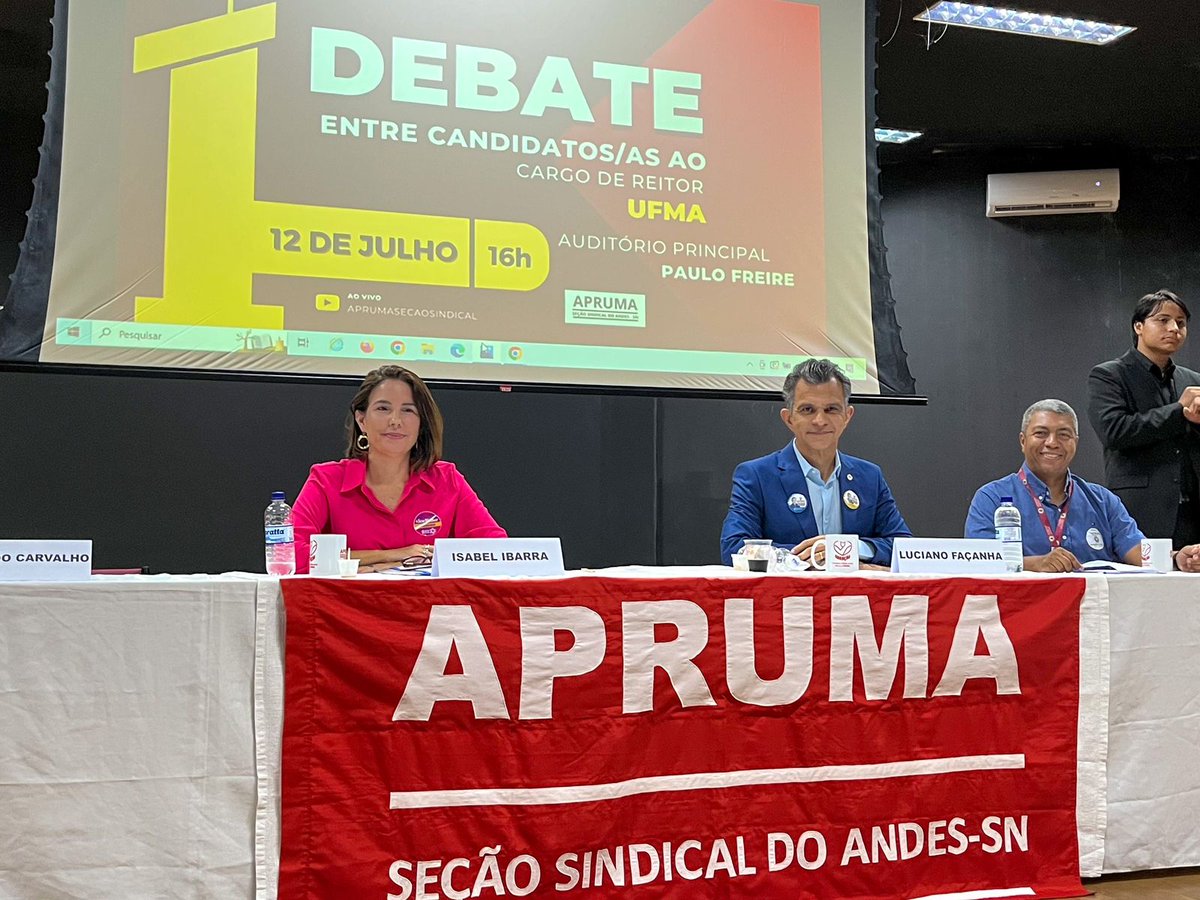 apruma's tweet image. *ELEIÇÕES UFMA 2023*| Marcado pelo respeito e abertura ao diálogo, o Debate entre os/a candidatos/a ao cargo de Reitor da UFMA ocorreu nesta quarta-feira (12/07), no auditório principal do Centro pedagógico Paulo Freire. 

aprumasecaosindical.org/2023/07/13/can…