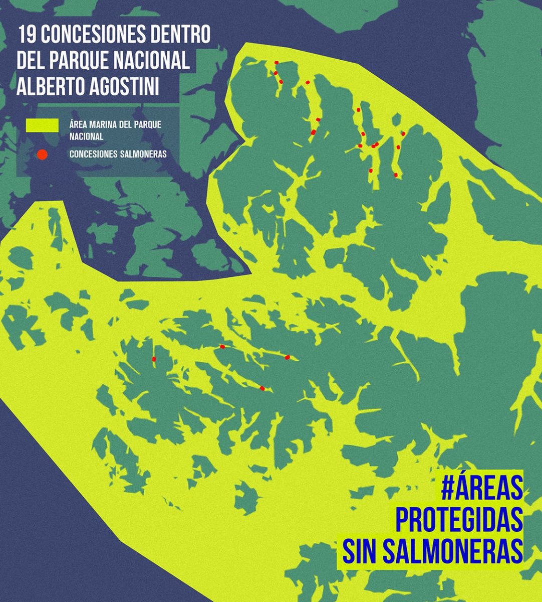 SinSalmoneras's tweet photo. ¿lo sabias?
A pesar de NO estar permitido, las salmoneras siguen destruyendo Parques Nacionales de la #Patagonia. 
➡️19 concesiones en PN De Agostini
➡️04 en PN Laguna San Rafael
➡️04 en PN Isla Magdalena
 
¿hasta cuando?
@nico_grau @max_proano @julio_salas @GaloEidelstein https://t.co/bVxIm0R0jy