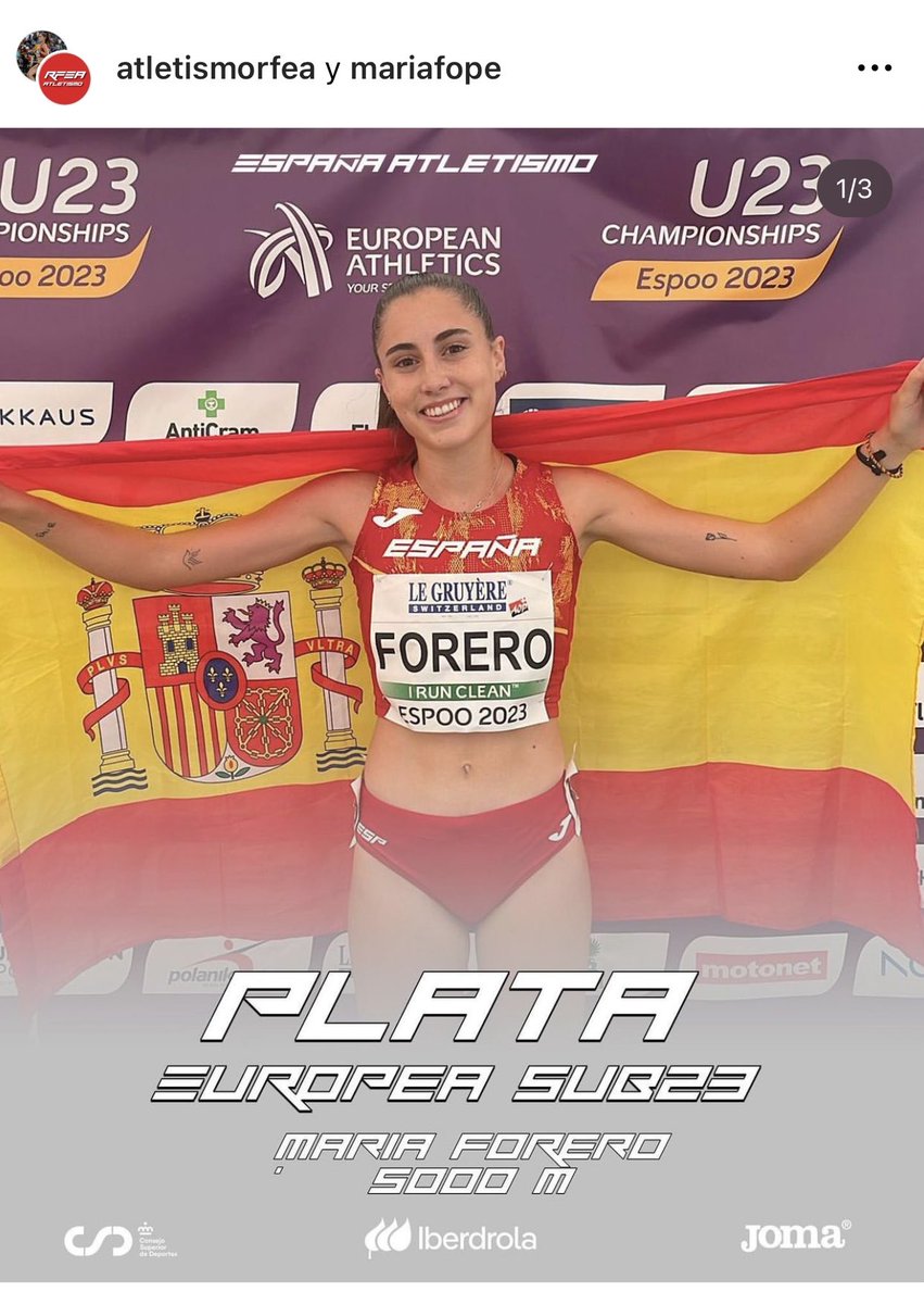 dionisio68's tweet photo. Maria Forero 🇪🇸 juoksi hienosti hopealle 5.000 metrillä Espoossa. “Onubense” eli Huelvassa syntynyt Forero lähti rohkeasti brittijuoksijoiden kovavauhtiseen nykäykseen mukaan n. 3.000 metrin jälkeen. #Forero on maastojuojsun Euroopan mestari Piemontesta T20-sarjasssa. #atletismo https://t.co/TYRDtjDVR9