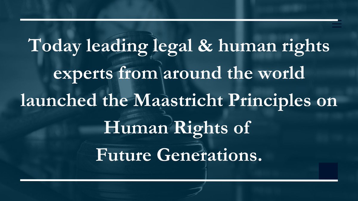 ciel_tweets's tweet photo. 📢 Just launched! 📢

⚖️The newly adopted #MaastrichtPrinciples on the #HumanRights of #FutureGenerations are clear: #HumanRights do not have temporal limitations.

⬇️Learn more ⬇️
https://t.co/atnJUJyGtw https://t.co/9vrYDDM4NE