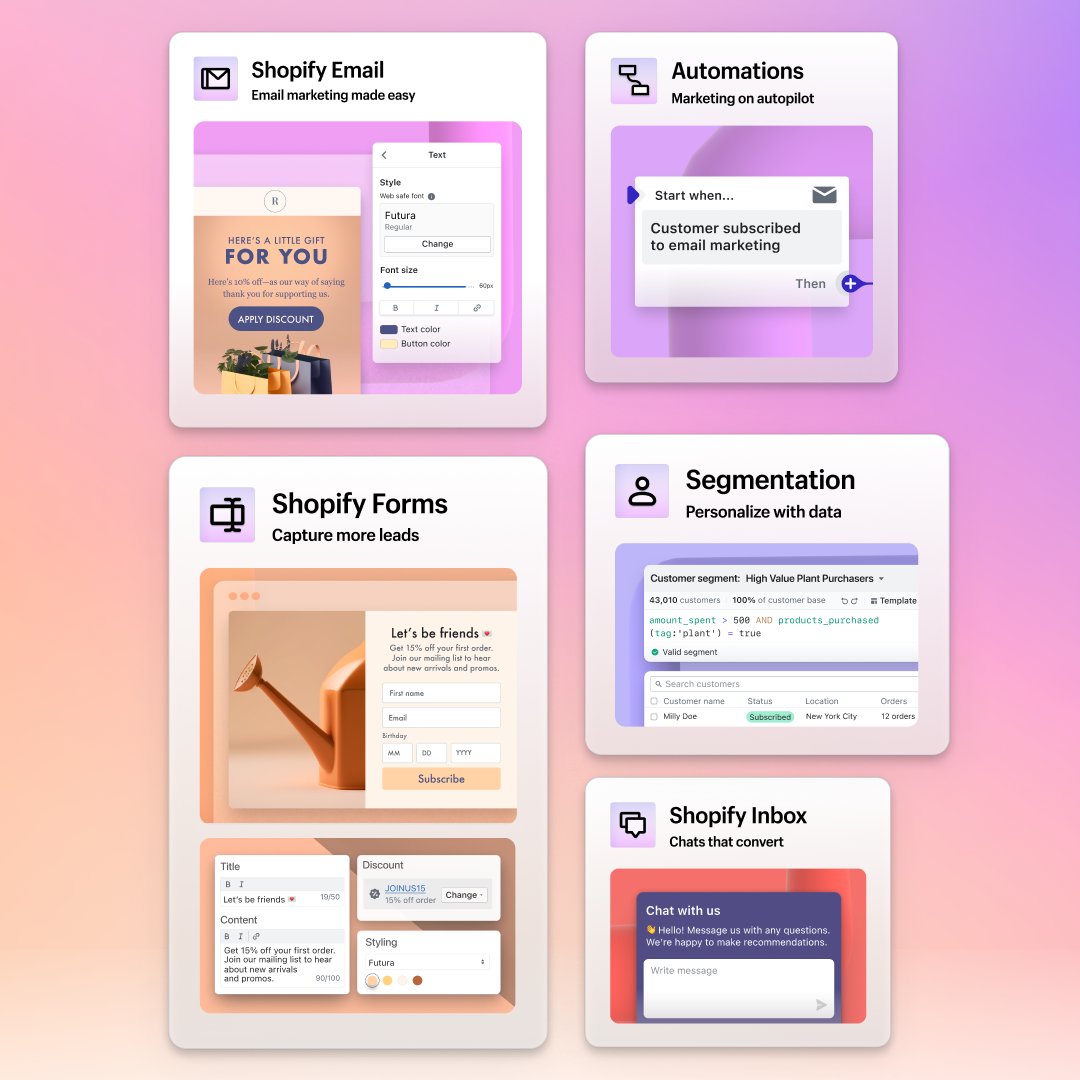 In case you are looking for an Email app and the available options are too expensive or you just don't know where to start, Shopify's native Email app is worth a try: 10.000 emails/m for free, after that $1 USD per 1.000 additional emails sent 
shopify.pxf.io/Y9yzZr