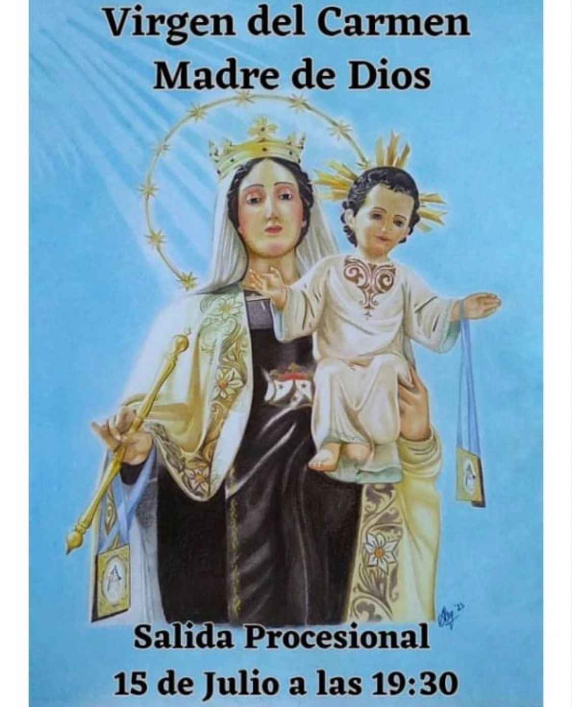 Horario e Itinerario Procesión Virgen del Carmen de Madre de Dios. Málaga 15 de Julio del 2023