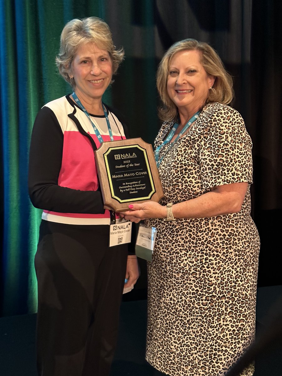 NALA_paralegals's tweet photo. Join us in congratulating this year's award recipients. The Student of the Year Award went to Maria Mayo Cover. The Founders' Award went to NALA's own Certification Manager, Melody Drew. The Unsung Heroes Hall of Fame Award went to Jaye Koch, ACP. #NALACON23 #BENALA #law https://t.co/rWAcmF5HqE