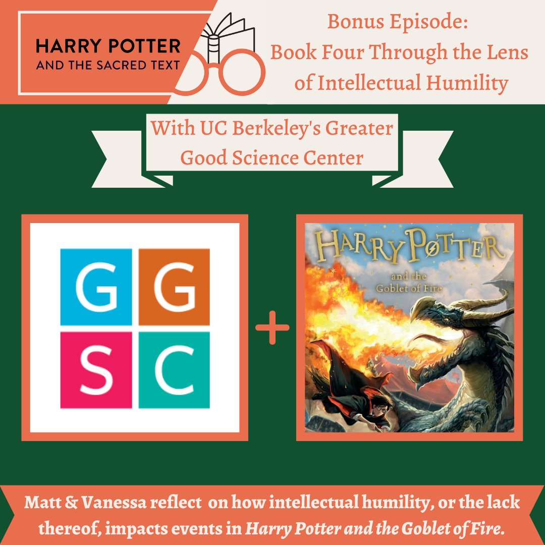 In our last Book 4 episode, Matt & @vanessamzoltan look back at the book through the lens of 'intellectual humility' as part of our partnership with @GreaterGoodSC. How does 'know-it-all' Hermione counterintuitively model intellectual humility? Listen here pod.link/1096113994