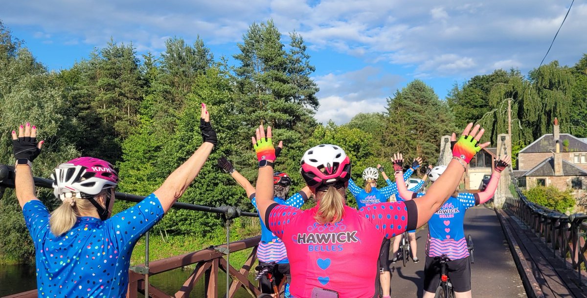 HawickBelles's tweet photo. 7 Belles headed out on a 25 mile loop tonight. It looked a bit dreich to begin but the sun soon came back, unfortunately it also brought the wind, but everyone had a smile on their face @BreezeScotland 
@ScottishCycling https://t.co/H7oUGDeok6