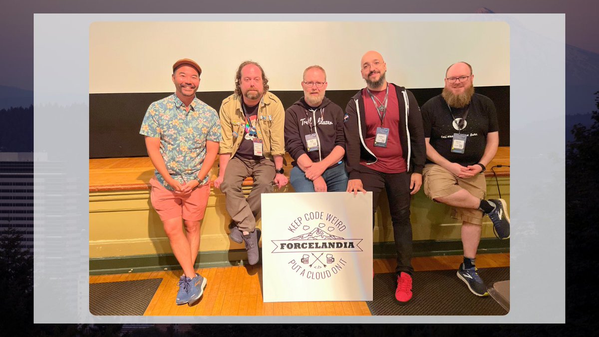 Forcelandia's tweet image. 🔎 Calling all @SalesforceDevs! Let’s play “I Spy” Forcelandia style....
Can you recognize the OGs in this photo? 🌟 #Forcelandia23 #SalesforceDevelopers #Trailblazers #KeepCodeWeird #PutACloudOnIt