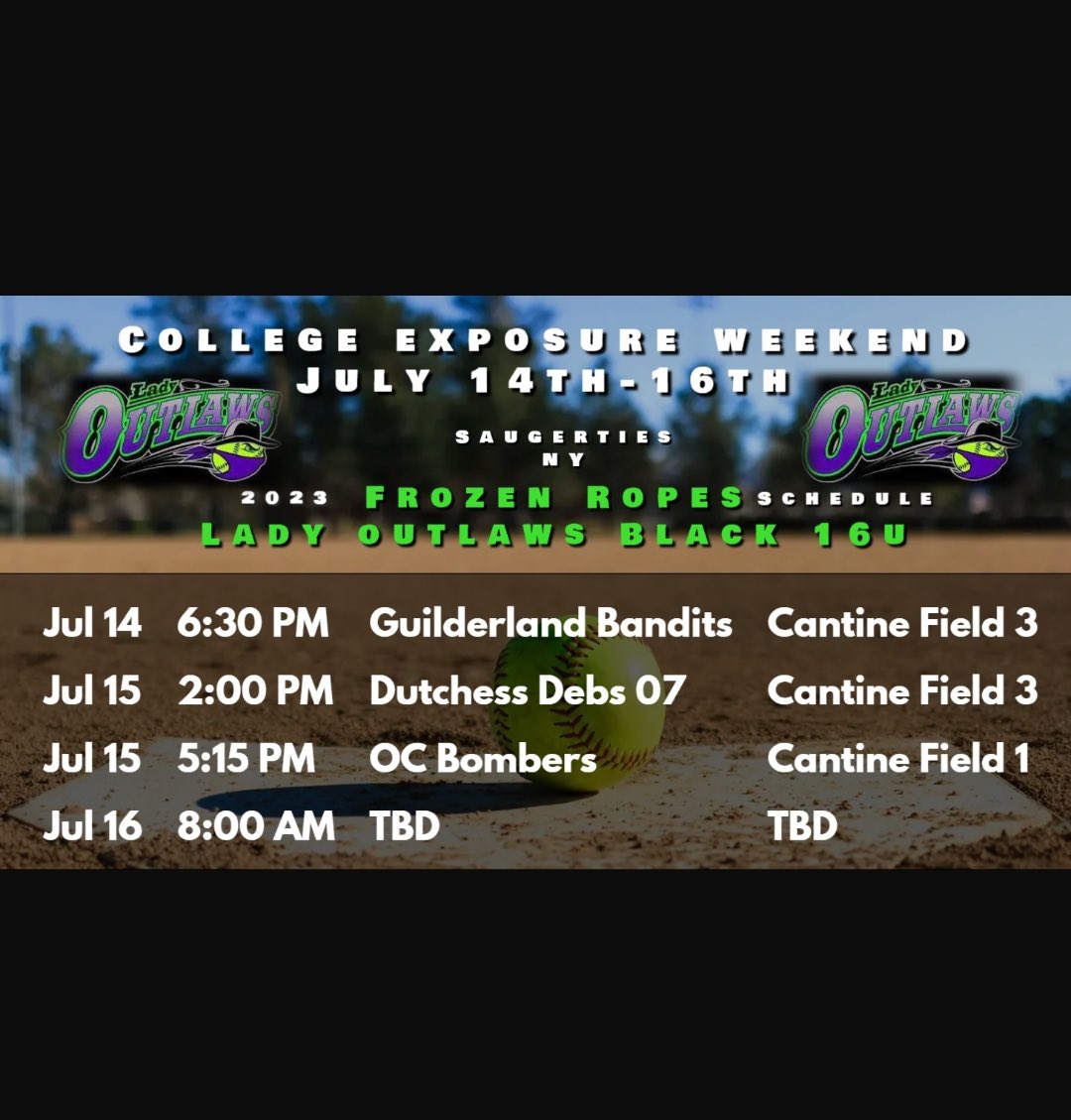 This weekends schedule for College Exposure Weekend in Saugerties NY! I can’t wait to play!!