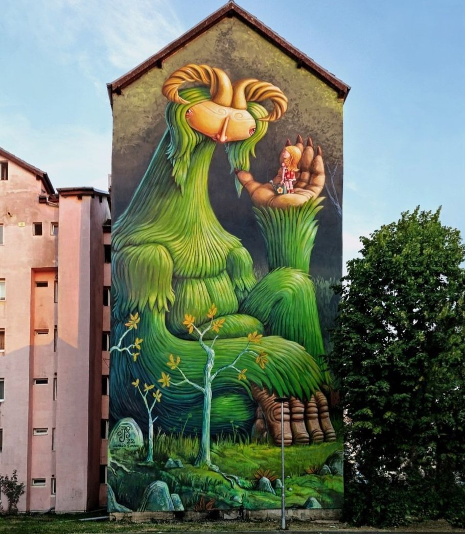 'Pachamama' by Argentinian Juanjo Surace for Street Art Festival 2022 in Sibiu, Romania #juanjosurace #streetart #lamolinastreetart 📷 via artist