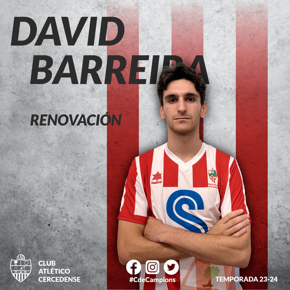 cacercedense's tweet photo. SENIOR | OFICIAL ✅

🔴 Seguimos coas boas novas, David Barreira seguirá outra campaña máis nas filas do cercedense

📊 1ª renovación desta nova tempada

⚪ Seguide atent@s, esto acaba de comezar! https://t.co/bi081L0OA1