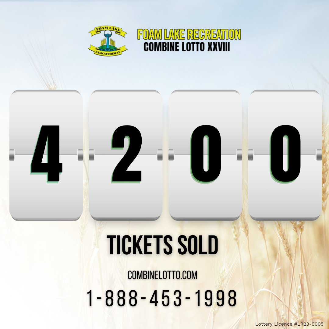 foamlakelotto's tweet photo. π’ Ticket Sales Update! ποΈπ₯
Exciting news, folks! We've already sold an impressive 4,200 tickets out of the total 5,500 available for the Foam Lake Combine Lotto! π
Call 1-888-453-1998 now!
#FoamLakeCombineLotto #TicketSalesUpdate #LimitedAvailability #GetYourTicketsNow https://t.co/ARfG9sfC2W