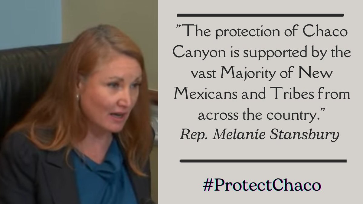 Our communities’ health, wellbeing &amp; cultural resources are protected by <a href="/Interior/">US Department of the Interior</a>’s withdrawal of #publiclands in Greater Chaco Landscape . Thank you <a href="/Rep_Stansbury/">Rep. Melanie Stansbury</a> for standing with Tribes and  the decades-long process to #ProtectChaco for future generations. #nmpol