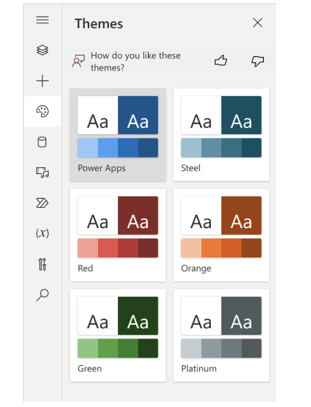 🎨 NEW Theming System for #PowerApps that will allow you to customize the look and feel of apps 🔥

Initial release will support 6 out of the box themes
 (👉custom themes are being worked on!)

powerapps.microsoft.com/en-us/blog/jun…