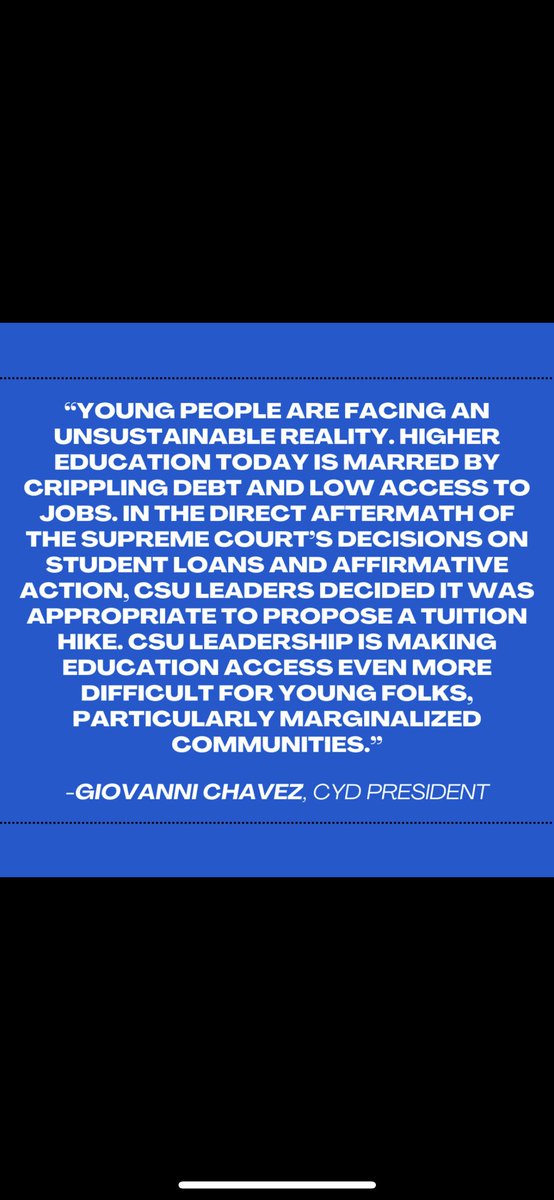 cacollegedems's tweet photo. CCD and @CAYoungDems statement on the possible raise in tuition from CSU. Read more: https://t.co/1pqeKjJVrX https://t.co/nTHo5o5Dmn