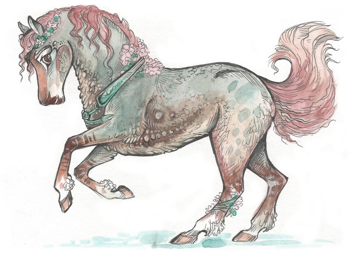 Taski_Guru's tweet photo. Old fantasy equine adopt (closed)   
#flower #horse #adoptable #prancing #pony #spots https://t.co/d0yRfkiyKR