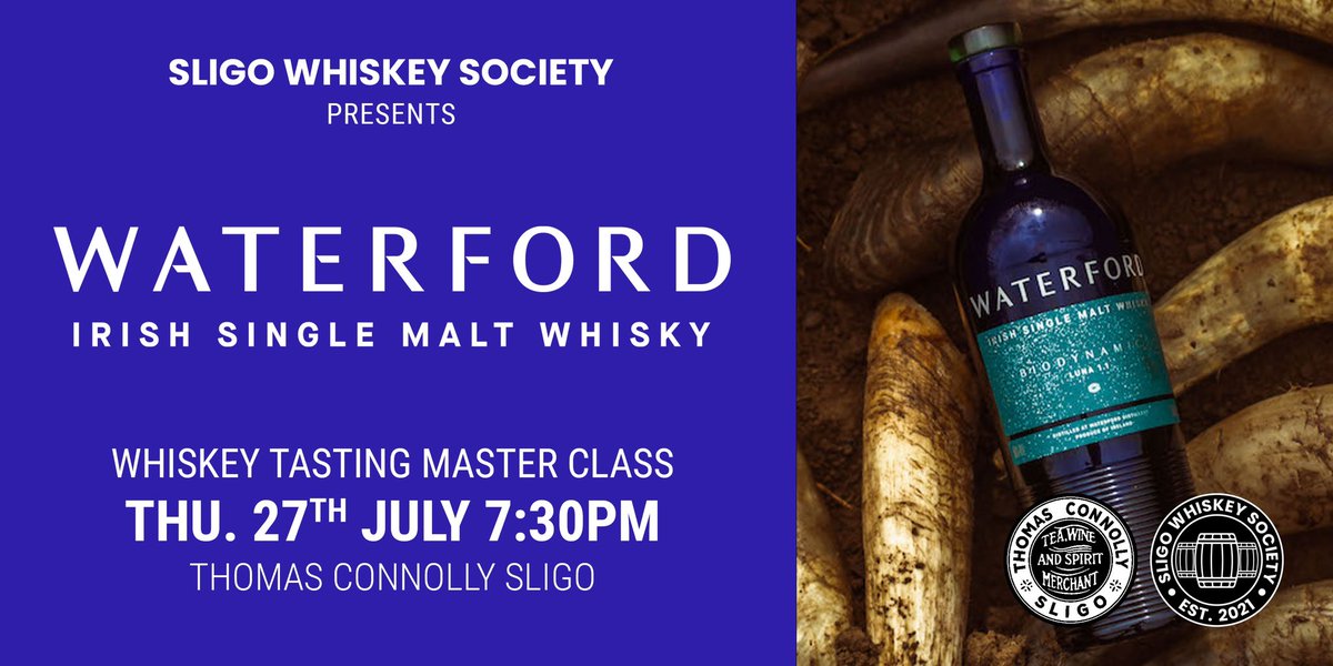 Delighted to have Ian O’Brien from Waterford Whiskey join us for a night of whiskey tasting as we sample some of their finest liquid from their Waterford whiskey portfolio.

Come join us 🥃👌

*This is a members only event so please check your email for tickets*