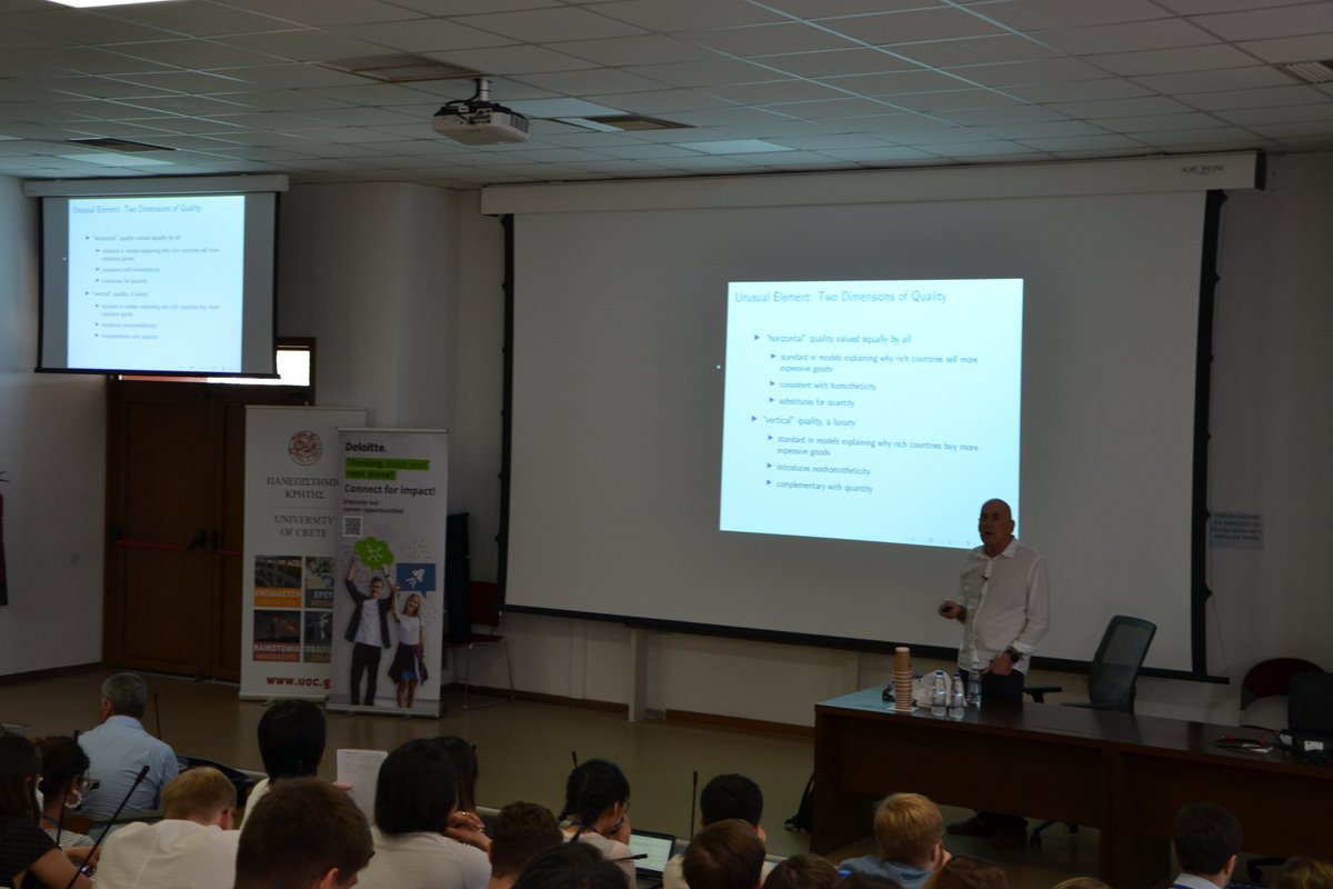JIntlEcon's tweet photo. We are happy to share that the first #JIEsummerschool took place at the University of Crete on Jun 14-16. Over 90 students participated in the lectures by A. Costinot, J. Eaton, @LucaFornaro3, @skalemliozcan, E. Mendoza, and V. Rappoport. https://t.co/CXDk7RgrKM