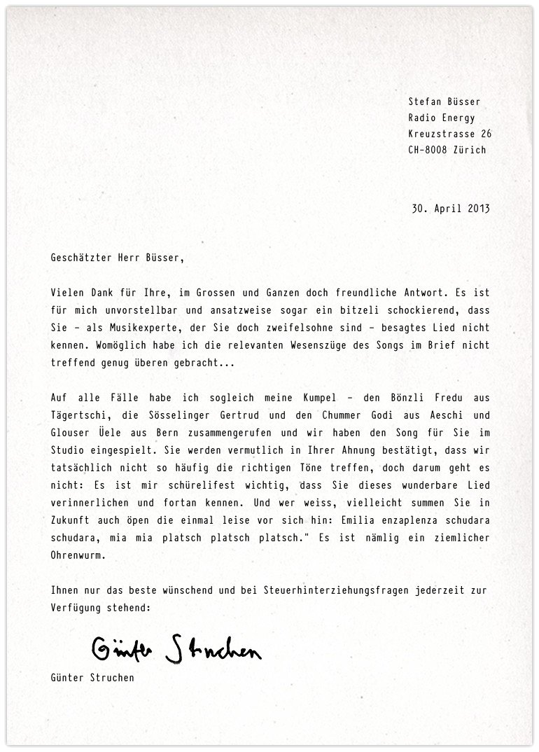 gstruchen's tweet photo. Lieber @stefanbuesser 
Erinnern Sie sich noch daran, wie Sie mir dabei behilflich waren, den Sommerhit zu bestimmen, dessen Lyrics in etwa so lauteten: «Emilia enza plenza schudera schudera»?
➡️ https://t.co/JZ3aEwxT1c
Sich zum Gspass Sonnencreme in ein Nasenloch füllend
Günter https://t.co/WlB4jpzXis