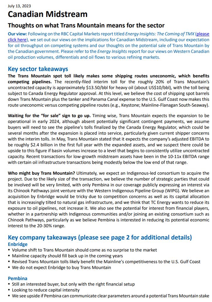 Burnsco on Twitter "Canadian Midstream Thoughts on what Trans Mountain