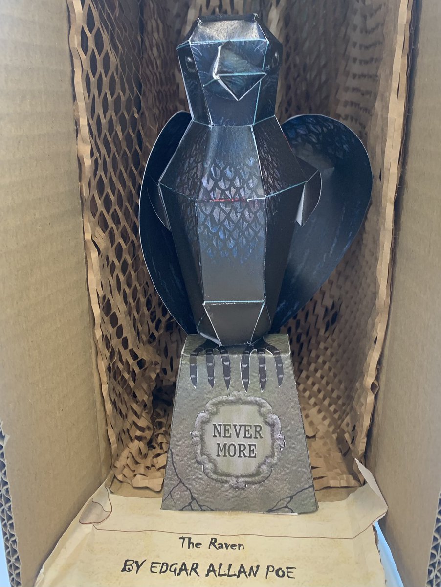 ChartersEnglish's tweet photo. A Year 8 student from Miss Jones' class produced an excellent 3D origami raven for their Power of Poetry project work, inspired by Edgar Allan Poe’s poem, ‘The Raven.’ 🐦‍⬛ 🖤 #unityrespectexcellence #unity #respect #excellence #ChartersSchool #chartersenglish https://t.co/5rVsES2h2i