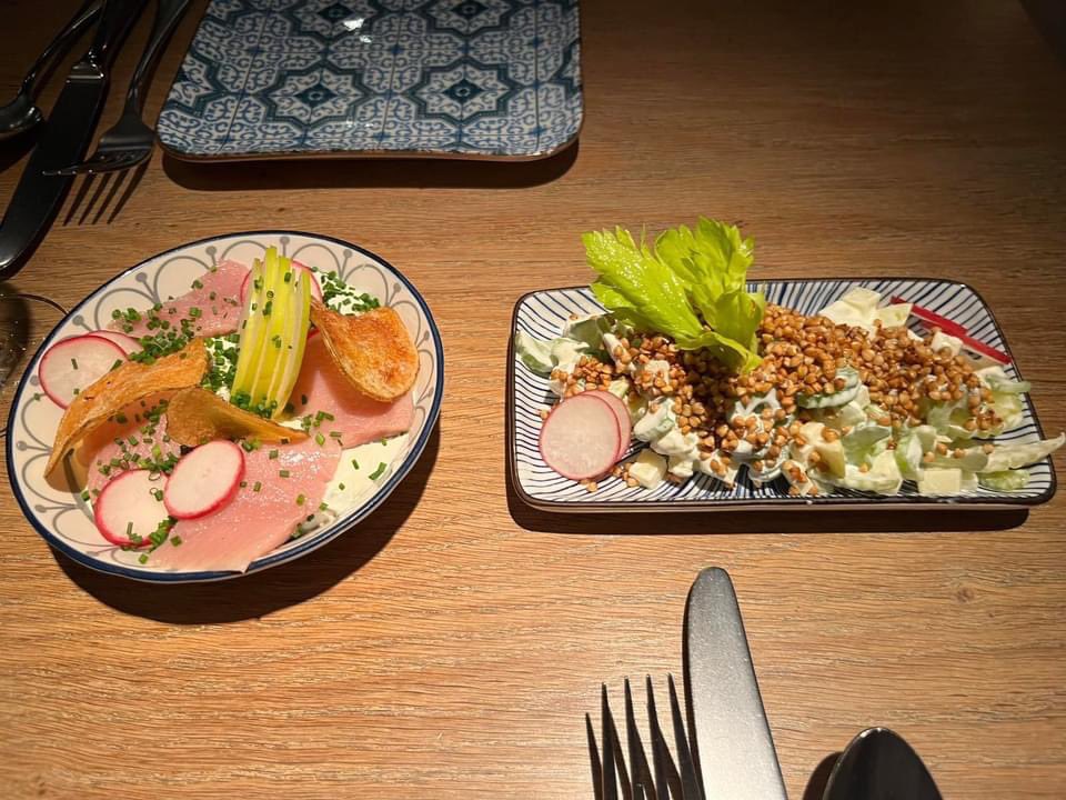 Hackknife's tweet photo. Restaurant PeterPaul in Berlin is worth a visit if you’re seeking modern German food.  Our favorites were the herring with cream, saumagen (similar to haggis), rinderroulade (beef rolled with pickles and bacon), and Black Forest cake with Auslese dessert wine… https://t.co/99VkHozQ2w