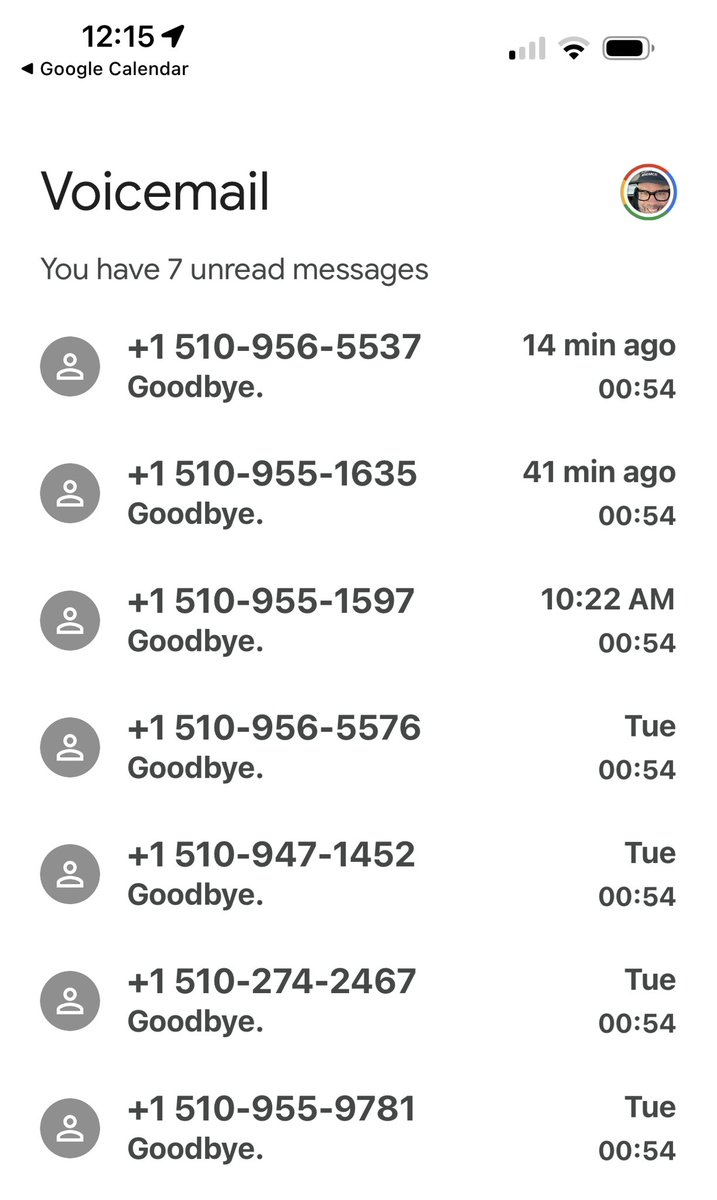 Anyone getting dozens of voicemails, less than a minute long, with a single word? @googlefi how do I stop this? Goodbye.