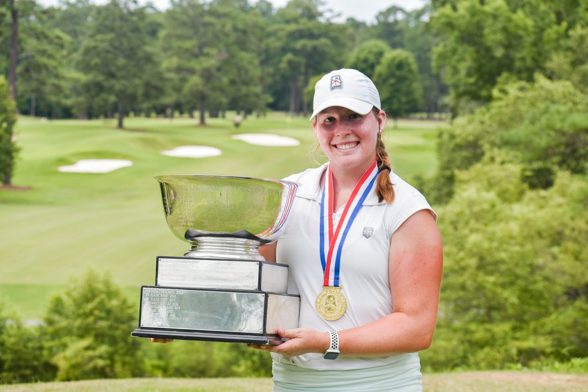 bamagolf's tweet photo. #TwoTimeChamp
Your 89th and now 91st Alabama Womenโs State Amateur Champion is Taylor Trible of Birmingham! ๐
Taylor won 3 & 1 against runner-up Tori Waters of Mobile during the final match this afternoon.
Congratulations ladies on your incredible play! ๐ https://t.co/mf0m2TalGe