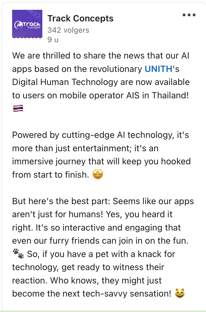LithiumLover2's tweet image. $UNT - Unith.ai  - UNT_ASX

• Low cash burn
• $5m in cash
• Expanding Mobile Subscription 
• NVISO DEAL
• Top 5 tech company deal
• Digital Humans rollout soon
• Hot sector
• Around  $1m revenue/qtr
• SP - 3.1 cents 
• MC - $27m
#Unith #digitalhumans #AI