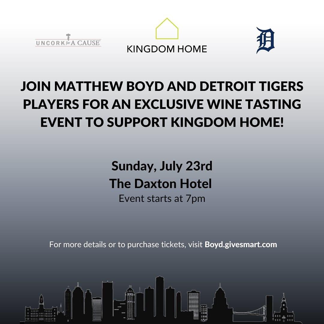 CometoRedeemer's tweet photo. Enjoy great food and wine, mingle with Detroit @tigers players, and support Matthew and Ashley Boyd’s @mattboyd48 mission to end child sex slavery through prevention in Uganda. Tickets: https://t.co/PEQucIwmGo https://t.co/nQpb7E6DGR