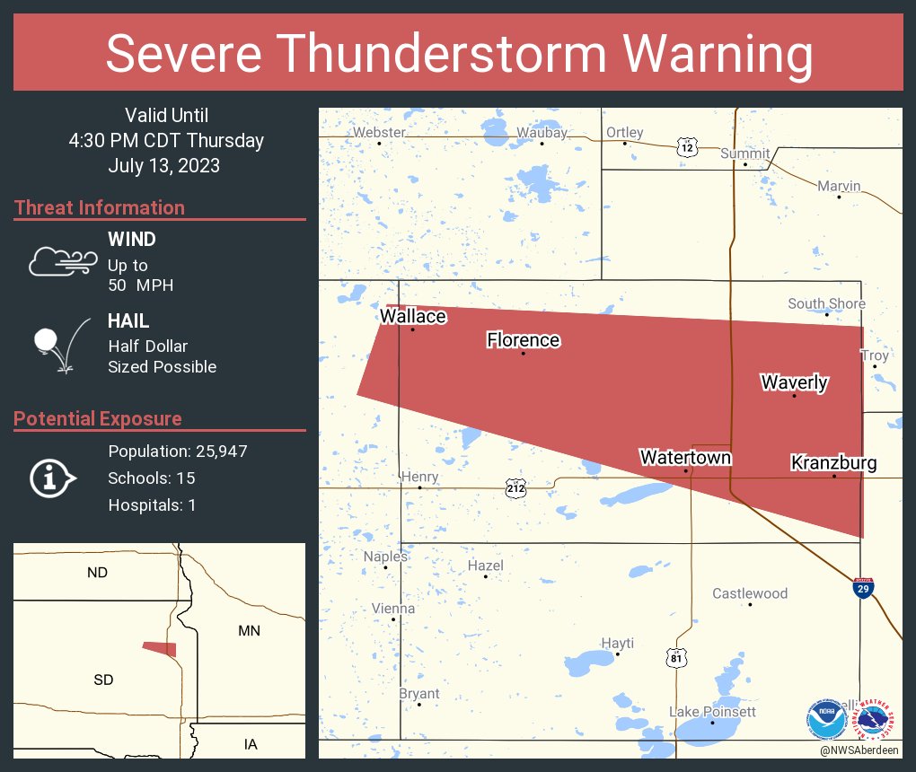 NWS Aberdeen on Twitter "Severe Thunderstorm Warning including