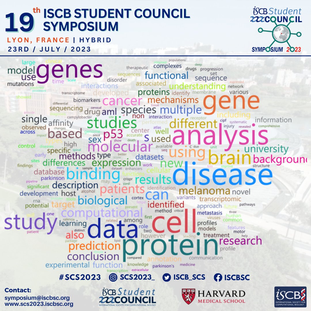 Please RT!

🔥 #ComputationalBiology &amp; #Bioinformatics Enthusiasts!

🌐Register now for #Hybrid #SCS2023 &amp; witness mind-blowing presentations!🌟

🔍 Check out the captivating word cloud for a sneak peek!

🔗Register: scs2023.iscbsc.org/Registration

<a href="/iscbsc/">ISCB Student Council</a> <a href="/iscb/">ISCB News</a> #Symposium  #WordCloud