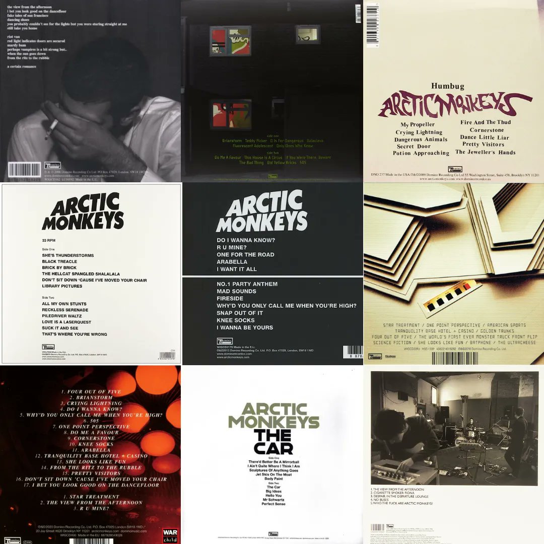 RadioX's tweet photo. Favourite @arcticmonkeys back cover? 💥 https://t.co/IDhZrJA0eU