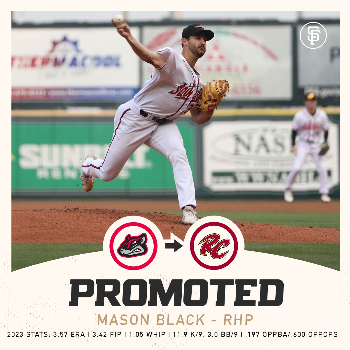 SFGProspects's tweet photo. Mason Black has been promoted to the @RiverCats https://t.co/vQtoMhFa7c