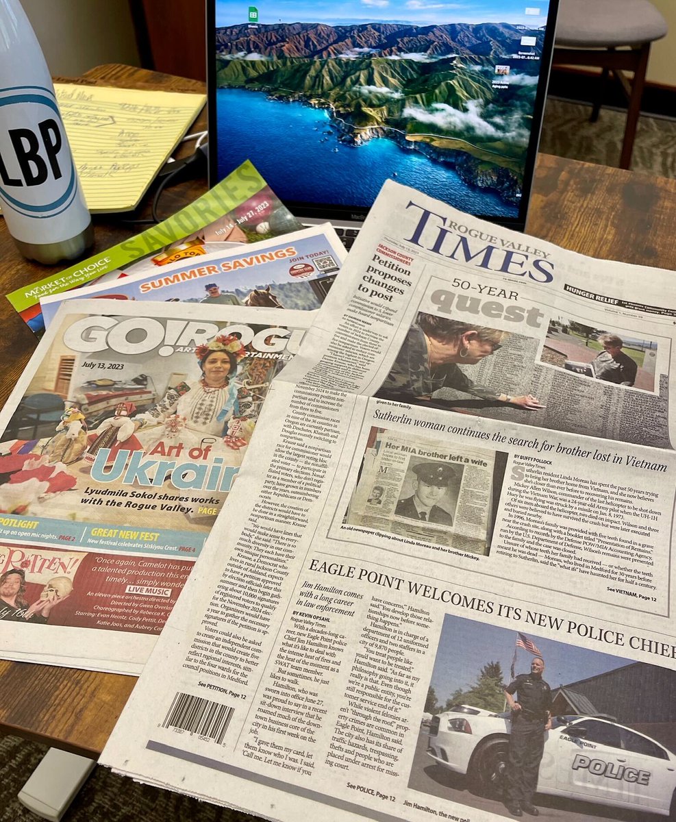 Today's print edition of the <a href="/RogueValTimes/">Rogue Valley Times</a> clocked in at 40 pages of local news, sports, culture, events &amp; more. Someone said the paper is getting heavy. 
Wonderful problems for a five-month-old publication, thanks to our journalists, subscribers, advertisers &amp; community!