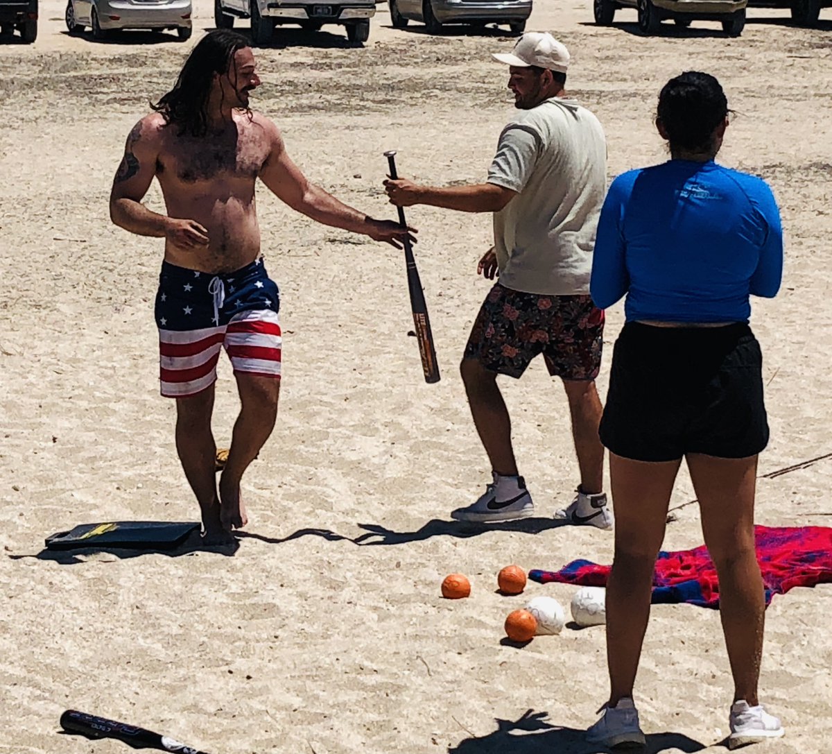 Escaping the summer heat at John Fowler's annual Santa Claus Club "Over-The-Line" charity tourney in Mexico with my silly son and my perfect husband. 🍻⚾️
