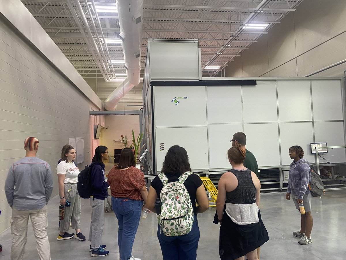 ms__mick's tweet photo. Today the REU cohort toured the Greenhouse and Food Innovation Centers. Dr. Andy Benson introduced the students to interdisciplinary crop research that combines improving agronomic traits and the potential impact on the gut microbiome. https://t.co/hvrvL3FF0m