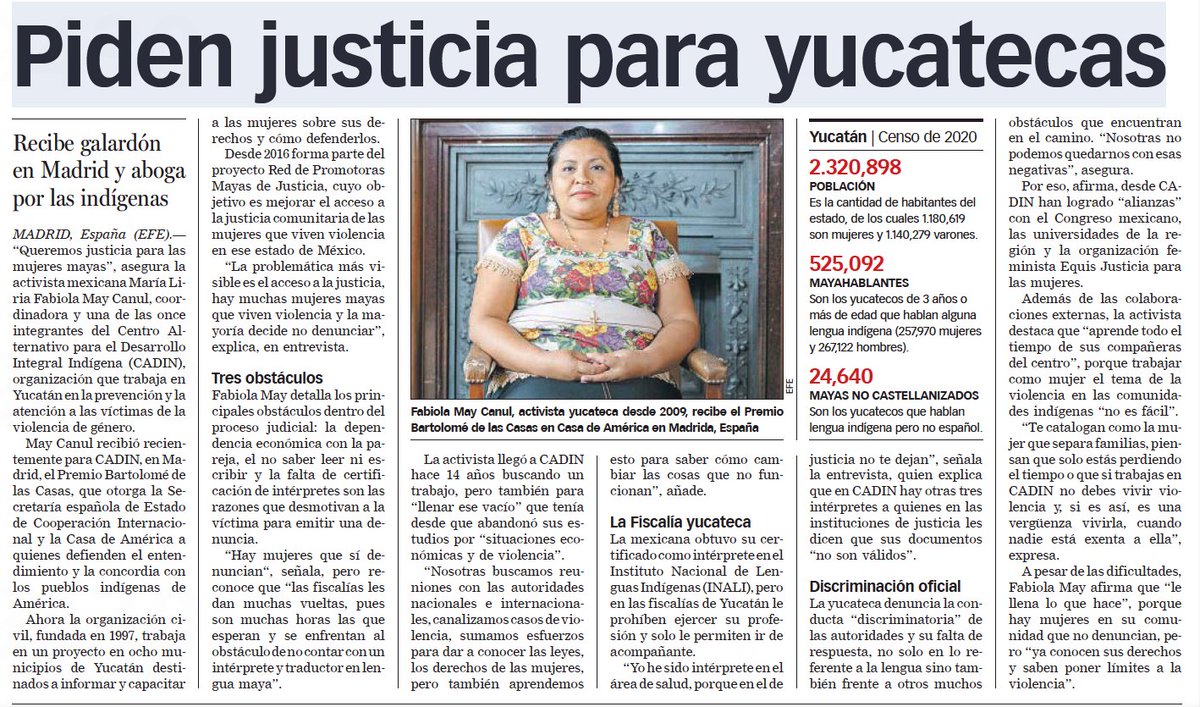 EquisJusticia's tweet photo. En Yucatán, las mujeres mayas enfrentan diariamente discriminación racista y de género, que obstaculiza sus derechos📢 Por ello, tal como lo señala Liria May de #CADIN, ¡es preciso que su gobierno local reciba y atienda a las #PromotorasMayas de justicia! https://t.co/MzzqrsF1k1 https://t.co/cs0ocQhNyc
