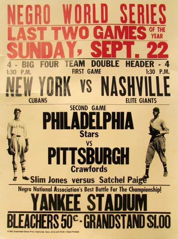 It is interesting to see the Elite Giants from Nashville on this poster from 1935 as the ballclub is commonly considered having moved to Columbus that season... #negroleagues