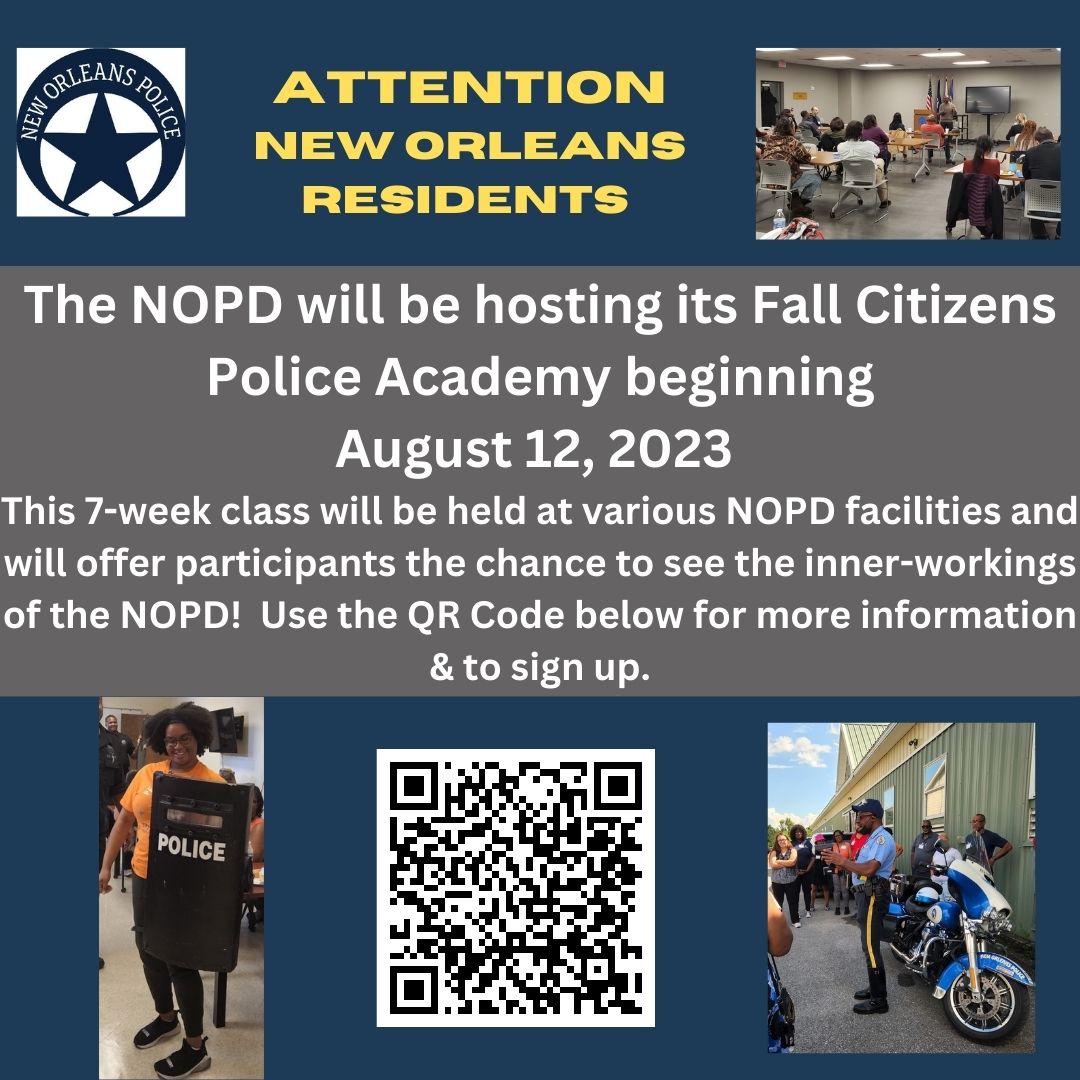 NOPDNews's tweet photo. Supt. Michelle Woodfork announces the launch of the Fall Citizens Police Academy!   This hands-on, informative program will allow citizens a behind-the-scenes look at the NOPD.   We hope you'll join us as we work to create better understanding between the NOPD &amp; the community https://t.co/R8sIsQ9Iiy