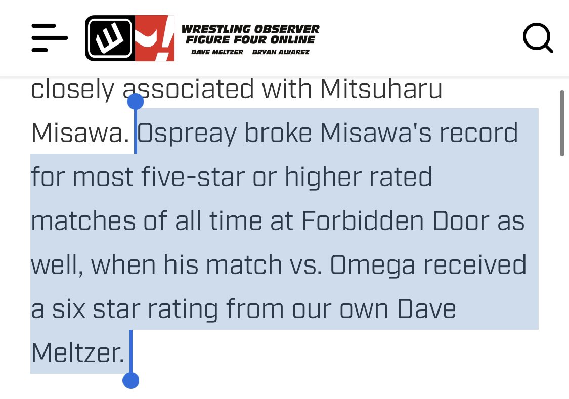 prowrestling's tweet photo. It’s so weird to me to characterize it this way. Ospreay worked a match and Dave subjectively decided it was ~way gooder~ than other matches. Like, what director has the most Thumbs Ups from Gene Siskel and Roger Ebert? What’s that record? This is stupid. DUD. https://t.co/Y1OoW1WeXU