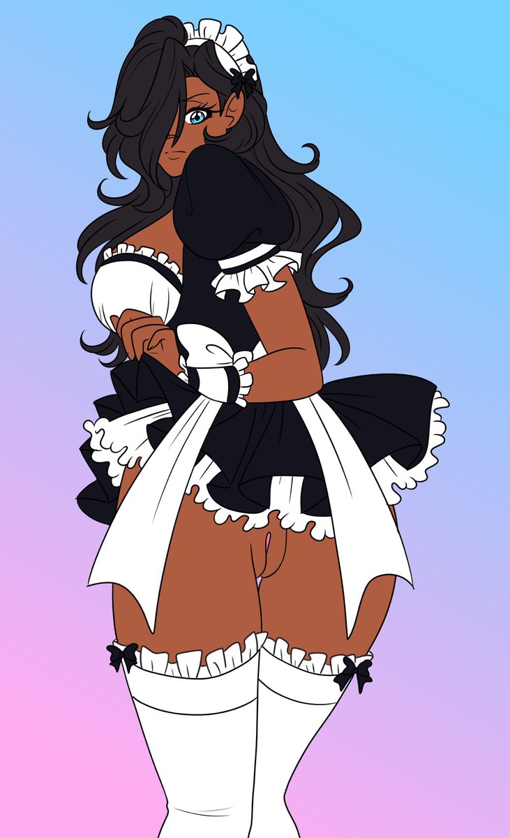 “The hell you mean ‘bend over’!? You see how short this skirt is!? As if making me wear this in the first place wasn’t humiliating enough! URGH! Fine! But only for a few seconds and then I’m getting changed out of this stupid frilly thing!” 

Maid Ruby seemed popular 🤭 #LewdRP