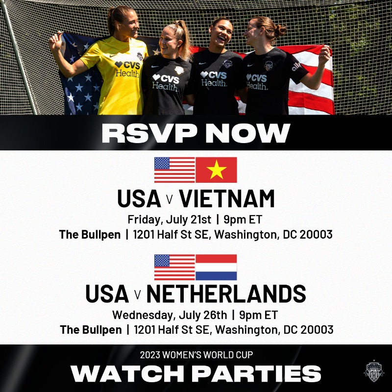 WashSpirit's tweet photo. 🎉  𝙒𝙤𝙢𝙚𝙣’𝙨 𝙒𝙤𝙧𝙡𝙙 𝘾𝙪𝙥 𝙒𝙖𝙩𝙘𝙝 𝙋𝙖𝙧𝙩𝙮 🎉 

Click the link to RSVP right now!
https://t.co/NX1DFrjBYx

🇺🇸🆚🇻🇳 July 21 at 9:00 PM
🇺🇸🆚🇳🇱 July 26 at 9:00 PM