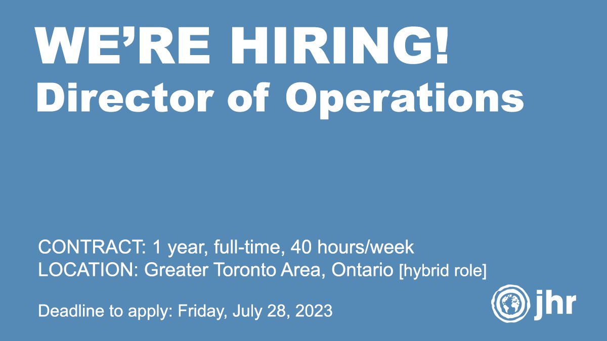 #JobAlert: @jhrnews is looking for a Director of Operations to join our team on a one-year contract. This is a hybrid position with occasional presence at the Toronto head office required. More info + application instructions ➡️ secure.collage.co/jobs/journalis…