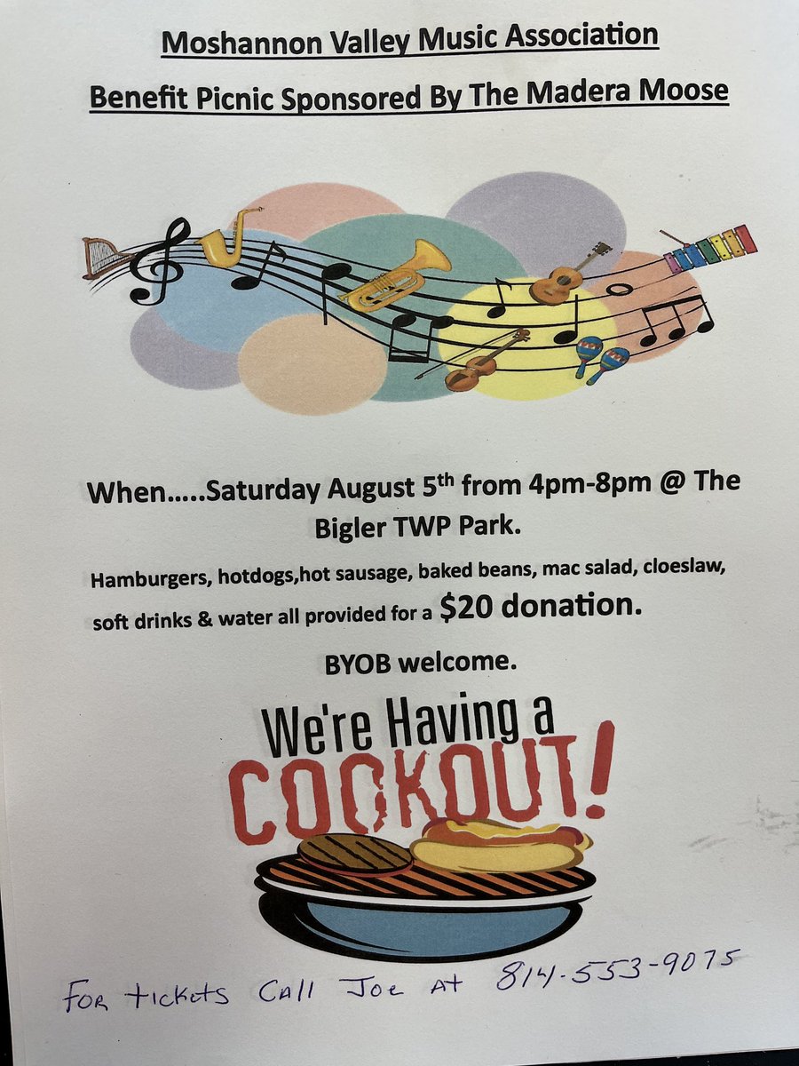 Mo Valley family: please join us in supporting the band’s upcoming season. MVHS band performing as well as raffle opportunities! Contact Joe at 814-553-9075 ⁦⁦⁦<a href="/MV_Knights/">Moshannon Valley SD</a>⁩