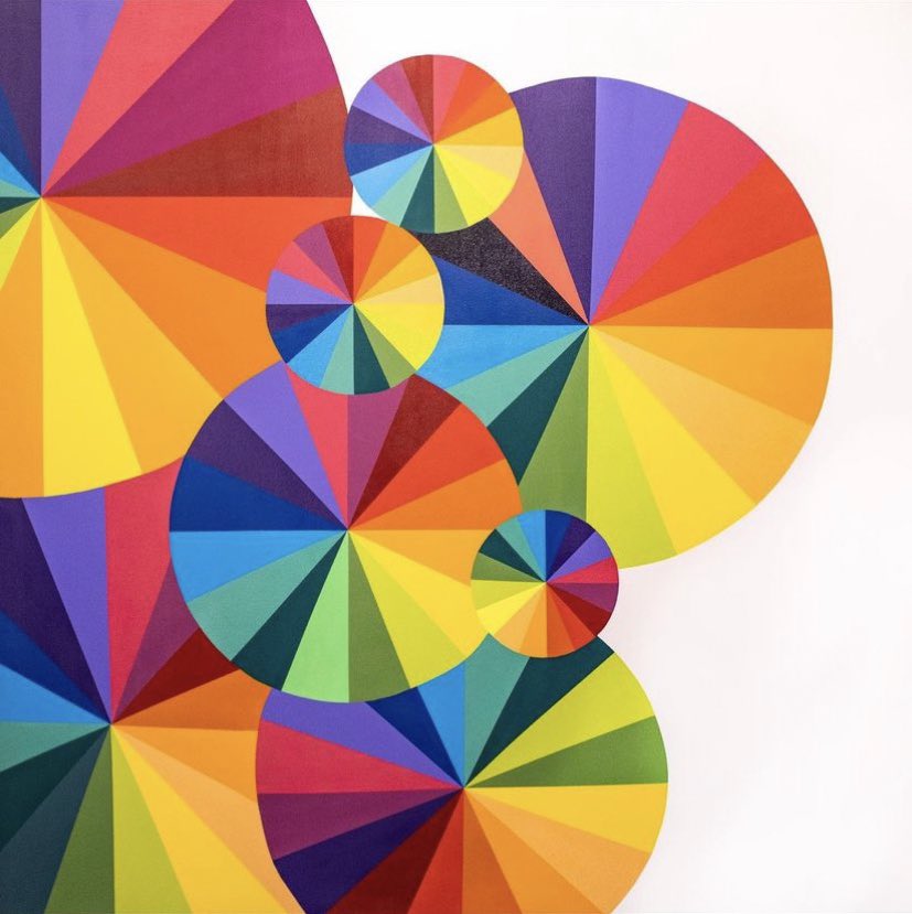 Esta série representa uma busca pela alquimia das cores e abstração das formas🌈

Surgiu na imersão completa no personagem "Vendedor de Alegria", onde o desconstrói e o transforma somente em cor e forma, usando todas as possibilidades de combinações e dando movimento ao trabalho