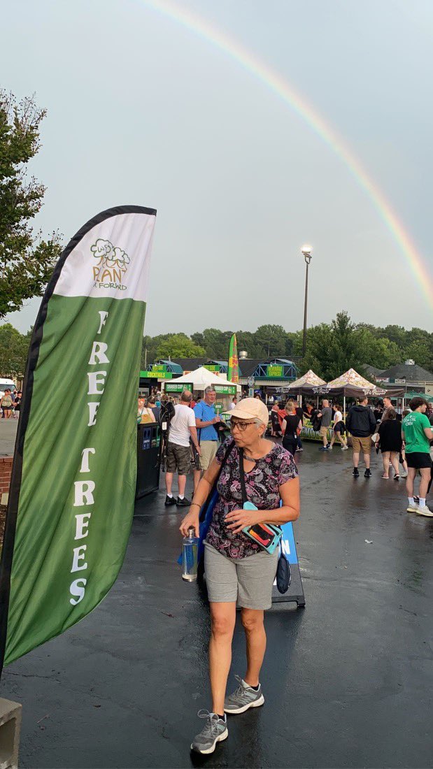 A rainbow graced our tree giveaway at @coastalcreditunionmusicpark Community Hub. Thanks @tearsforfearsmusic fans who took 100 trees to plant! Thanks to our volunteers David, Louise, Ella and Will!