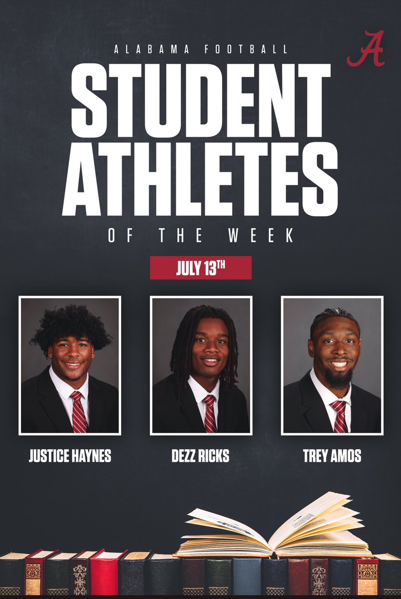 Student-Athletes of the Week! 📚🎓 @justicehaynes6 @DesmondRicks2 @TreyAmos21 #RollTide