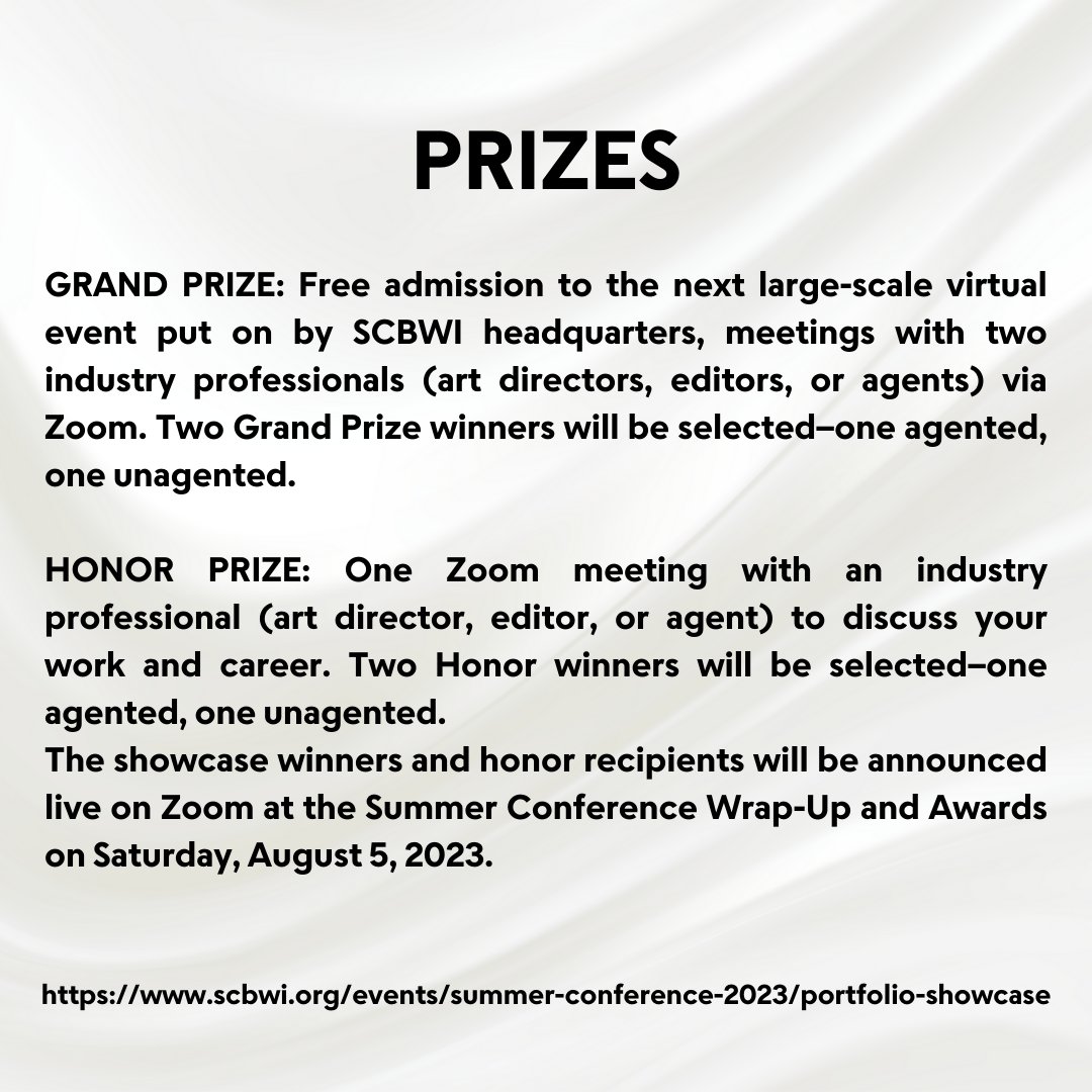 scbwi's tweet image. Are you looking for a way to get your art in front of industry professionals? Submit to our Portfolio Showcase! 🏆 🎨

scbwi.org/events/summer-…

#kidlitart #childrensbookillustrator #artistopportunity #SCBWI #scbwiSummer23