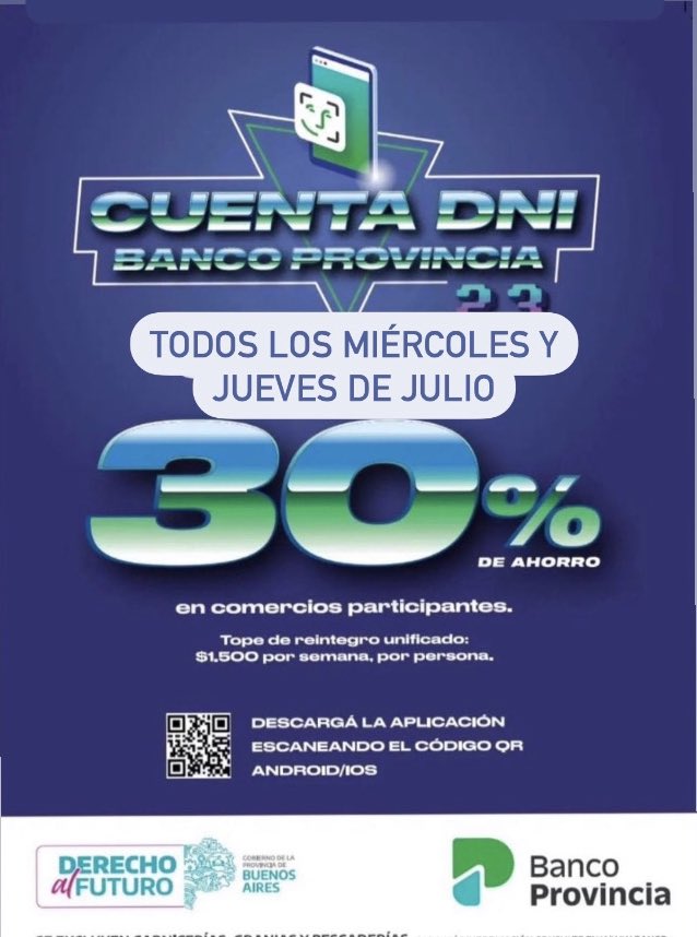 casa_pbd's tweet photo. MIÉRCOLES Y JUEVES
30% DE DESCUENTO CON CUENTA DNI !! https://t.co/6TgR72ntDU