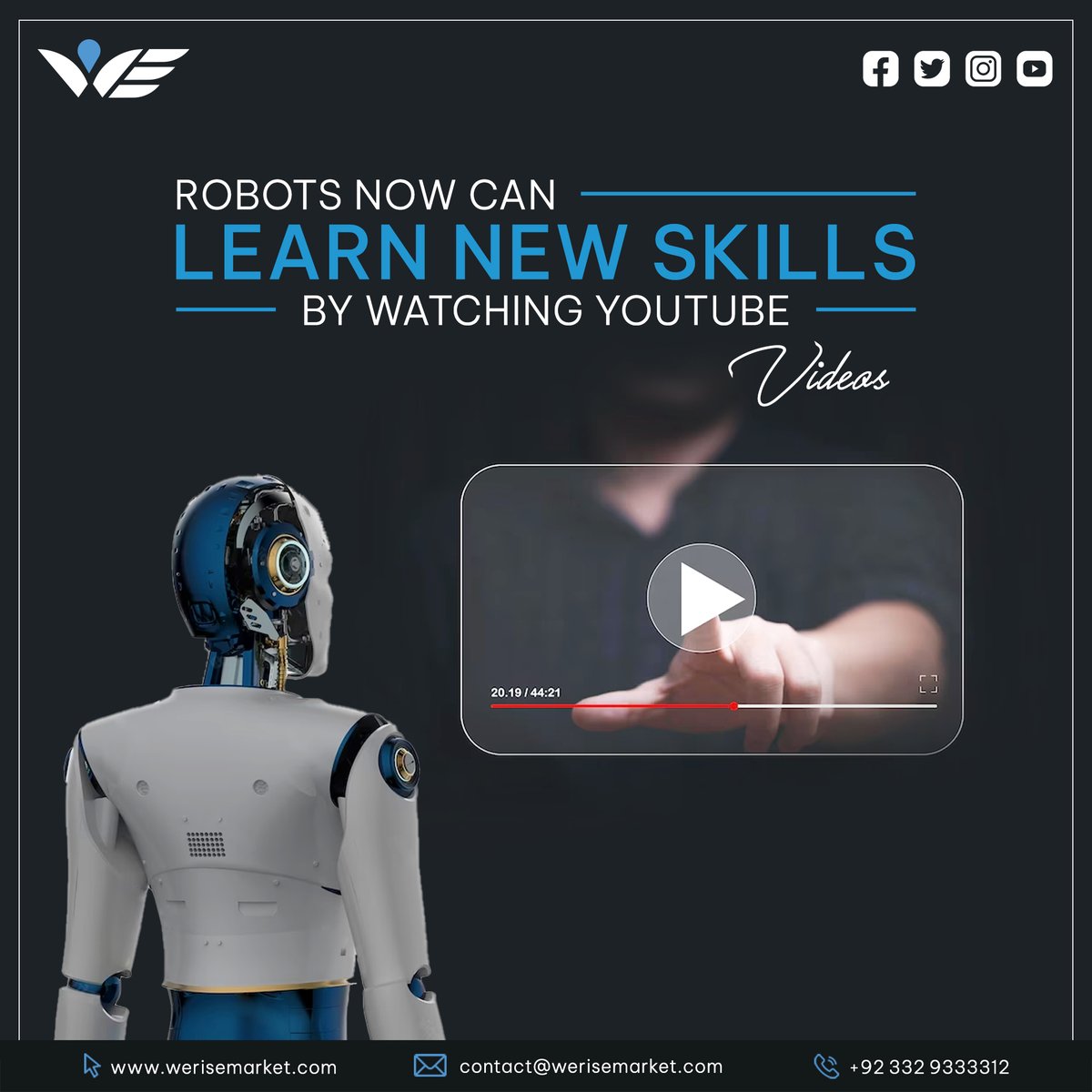 Robots are no longer just programmed - they can now learn new skills by watching YouTube videos! #WeRiseMarket is at the forefront of this exciting technology revolution. Check out our website to find out more and join us on the journey to a smarter future.